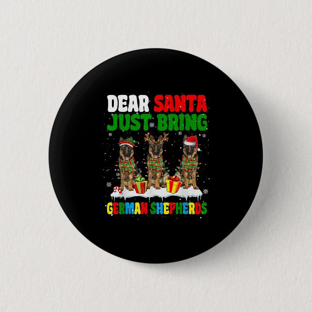Badge Rond 5 Cm Apportez simplement des chiens de Noël trois renne (Devant)