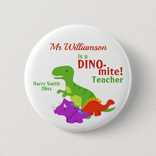 Badge Rond 5 Cm Appréciation de l'enseignant Dino-mite Dinosaure
