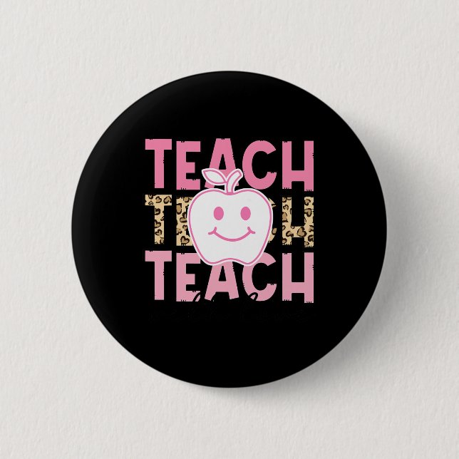 Badge Rond 5 Cm Appréciation de l'enseignant léopard Enseigner ave (Devant)
