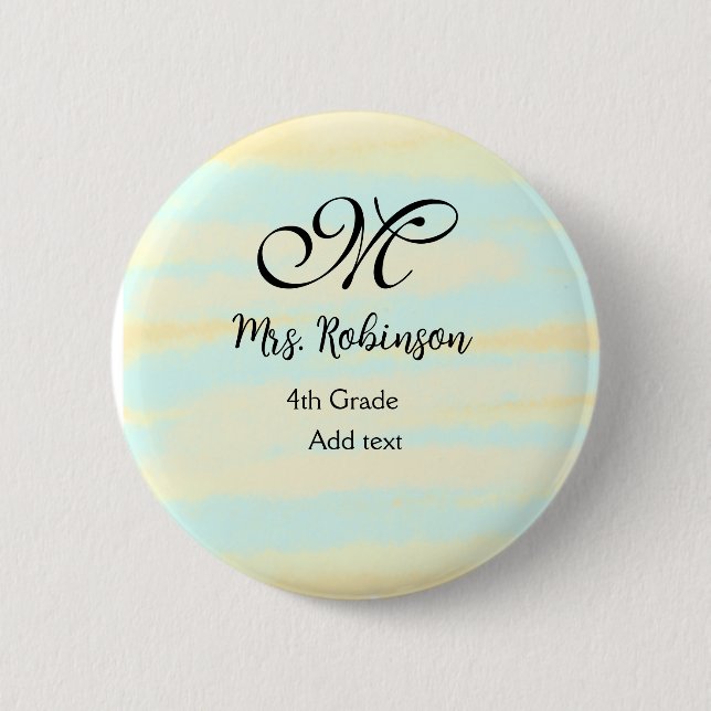 Badge Rond 5 Cm appréciation du professeur d'aquarelle jaune simpl (Devant)