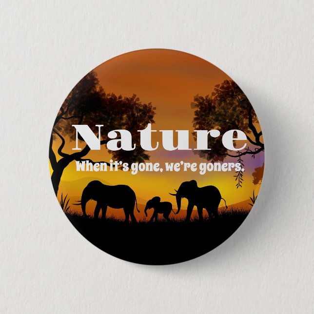 Badge Rond 5 Cm Apprécier la nature et les éléphants (Devant)