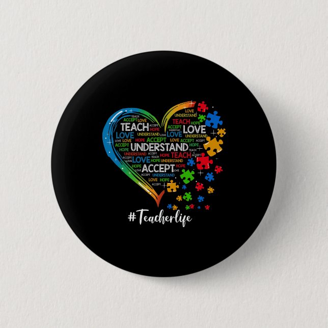 Badge Rond 5 Cm Apprendre Accepter Comprendre Amour Enseignant Coe (Devant)