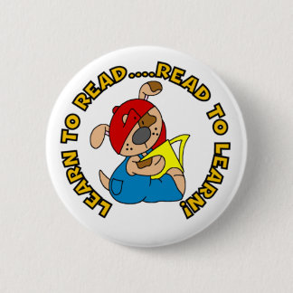 Badge Rond 5 Cm Apprenez à lire, lu pour apprendre
