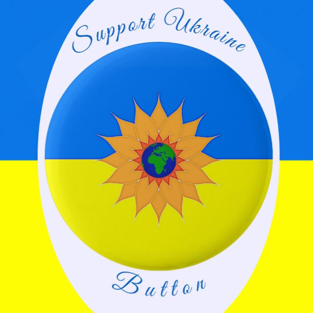Badge Rond 5 Cm Appui à l'Ukraine Drapeau et tournesol (Créateur téléchargé)