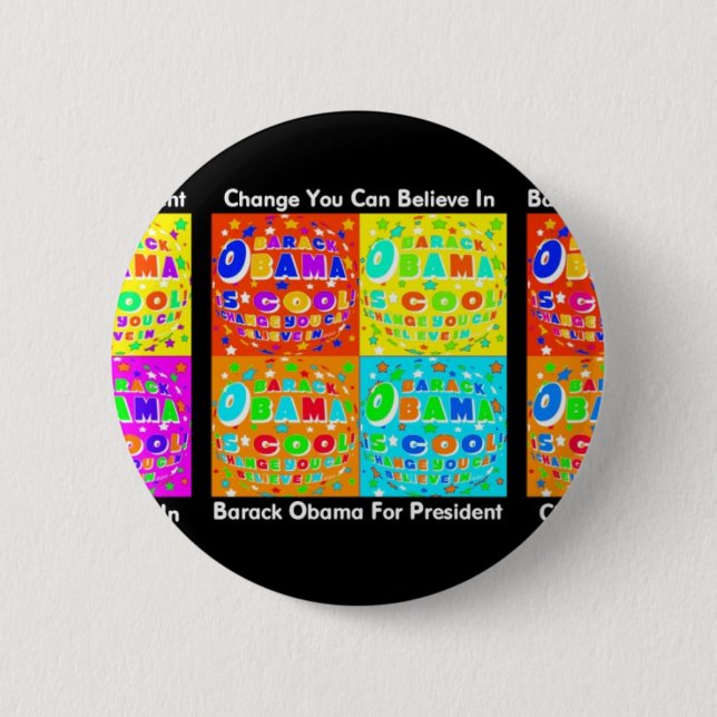 BADGE ROND 5 CM APPUI BARACK OBAMA (Devant)