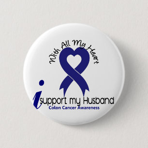 Badge Rond 5 Cm Appui du cancer du colon I mon mari
