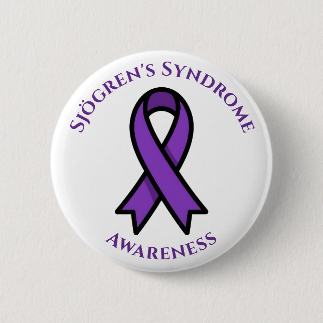 Badge Rond 5 Cm April is Sjögren's Awareness | Purple Ribbon (Devant)