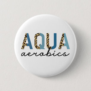 Badge Rond 5 Cm Aqua Aerobics Empreinte Cheetah Livres d'aquagym