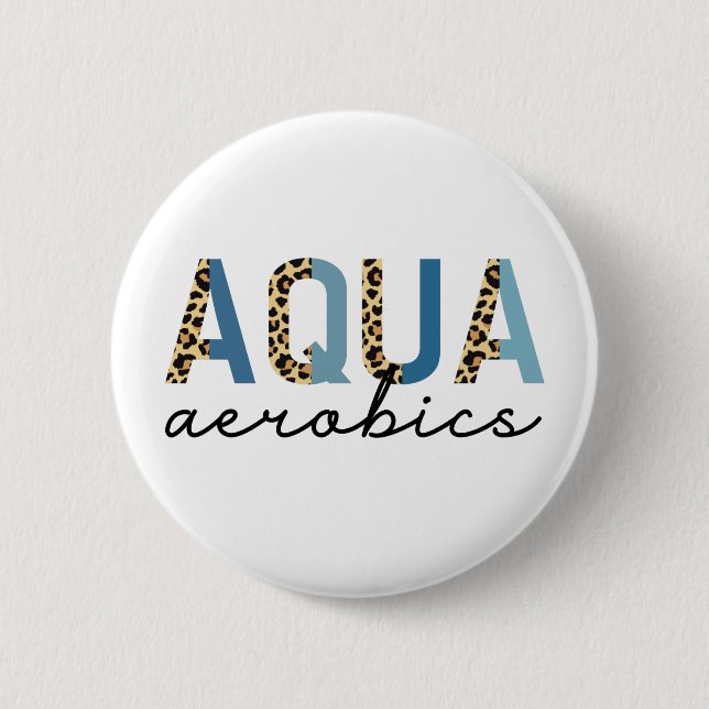 Badge Rond 5 Cm Aqua Aerobics Empreinte Cheetah Livres d'aquagym (Devant)