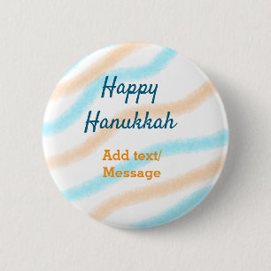 Badge Rond 5 Cm Aqua orange happy Hanoukka ajouter un nom message 