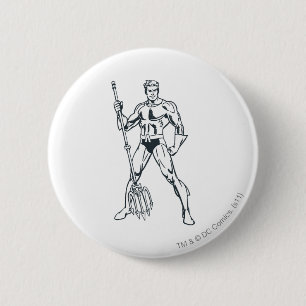 Badge Rond 5 Cm Aquaman avec Pitchfork BW