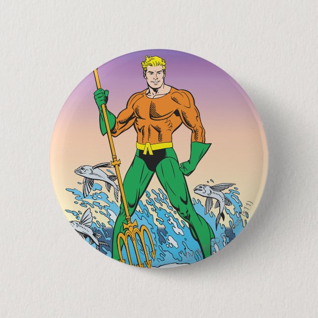 Badge Rond 5 Cm Aquaman avec Speed (Devant)
