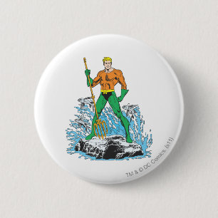 Badge Rond 5 Cm Aquaman Stands avec Pitchfork