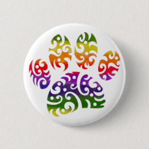 Badge Rond 5 Cm Aquarelle arc-en-ciel Tribal Chien Paw Tattoo Impr