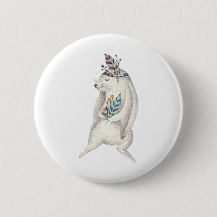 Badge Rond 5 Cm Aquarelle Boho Bunny