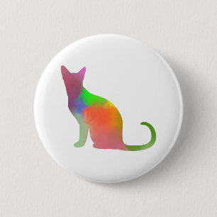 Badge Rond 5 Cm Aquarelle Chat Silhouette