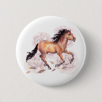 Aquarelle Cheval Wild Avec Fleurs Boho Arrière - p