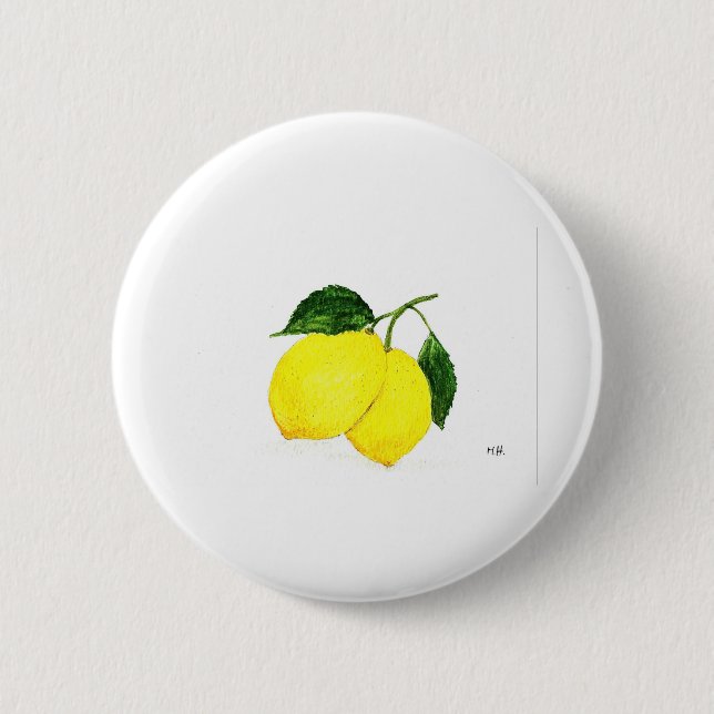 Badge Rond 5 Cm Aquarelle citrons fruits cuisine décor chic rustiq (Devant)