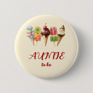 Badge Rond 5 Cm Aquarelle colorée crème glacée Douce Auntie-to-be