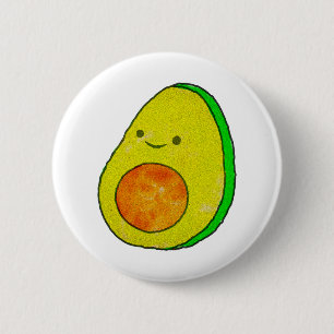 Badge Rond 5 Cm Aquarelle Cute Carton Avocado