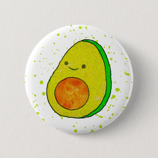 Badge Rond 5 Cm Aquarelle Cute Carton Avocado (Devant)