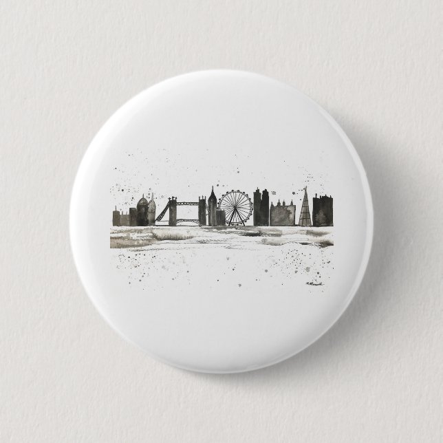 Badge Rond 5 Cm Aquarelle de Londres (Devant)