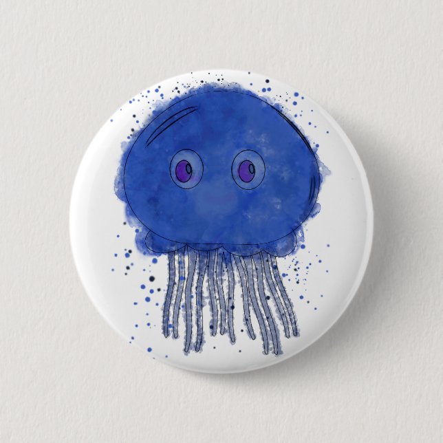 Badge Rond 5 Cm Aquarelle de méduse de bébé (Devant)