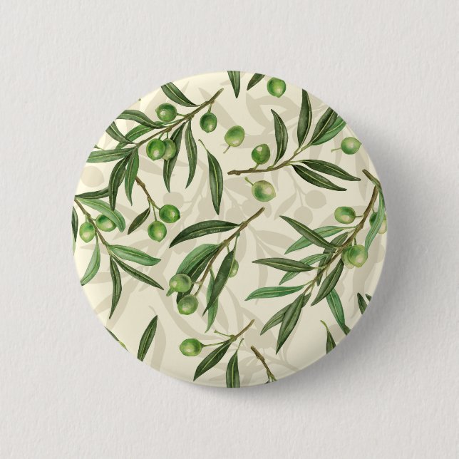 Badge Rond 5 Cm Aquarelle des branches d'olive (Devant)