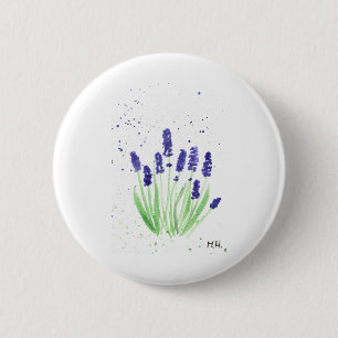 Badge Rond 5 Cm Aquarelle des fleurs de lavande