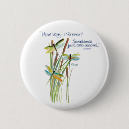 Badge Rond 5 Cm Aquarelle Dragonfly avec cote Lewis Carroll