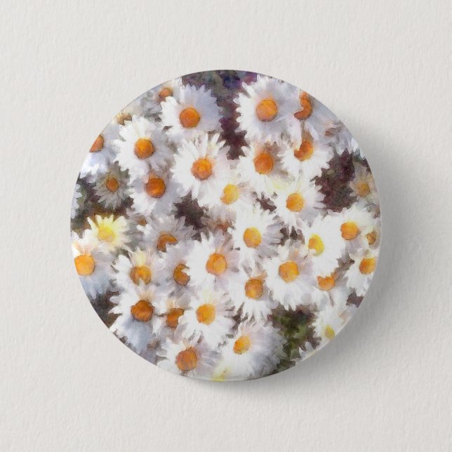 Badge Rond 5 Cm Aquarelle du Fleur sauvage de marguerite (Devant)