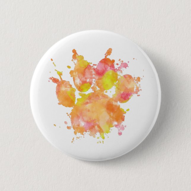 Badge Rond 5 Cm Aquarelle Empreinte de patte de chien (Devant)