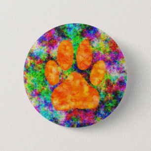 Badge Rond 5 Cm Aquarelle Empreinte de patte de chien