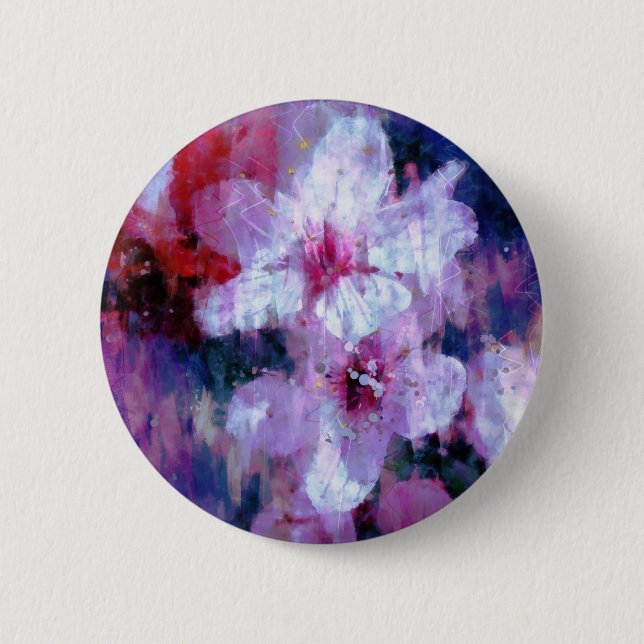 Badge Rond 5 Cm Aquarelle en fleur d'amande (Devant)