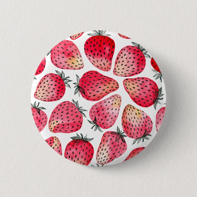 Badge Rond 5 Cm Aquarelle et encre de fraises (Devant)