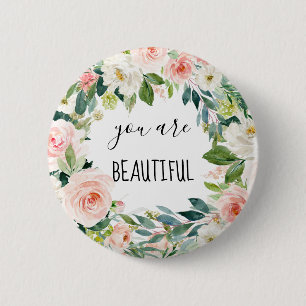 Badge Rond 5 Cm Aquarelle Fleur Chic Vous Êtes Beau