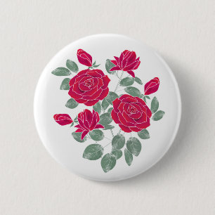 Badge Rond 5 Cm Aquarelle, fleurs.