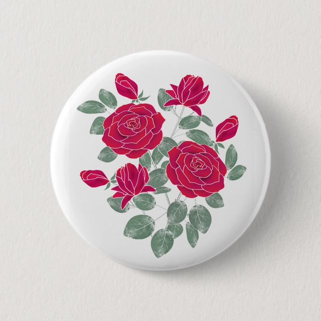 Badge Rond 5 Cm Aquarelle, fleurs. (Devant)