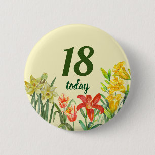Badge Rond 5 Cm Aquarelle Fleurs de printemps Illustration florale
