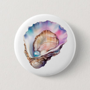 Badge Rond 5 Cm Aquarelle Huître