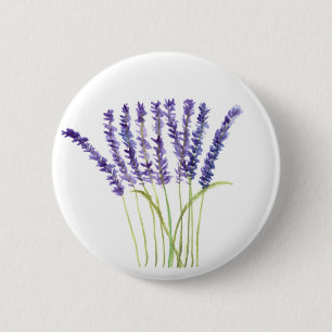 Badge Rond 5 Cm Aquarelle lavande fleurs violettes rustiques