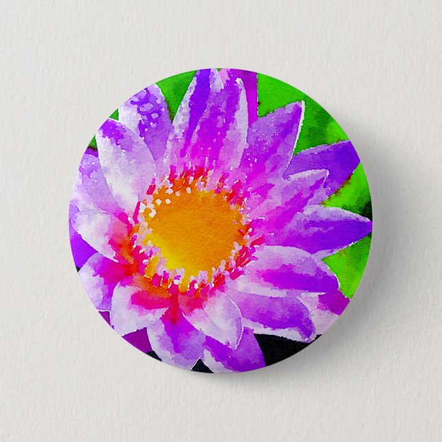 Badge Rond 5 Cm Aquarelle Lotus (Devant)