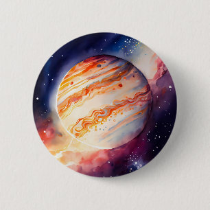 Badge Rond 5 Cm Aquarelle majestueuse Jupiter Art