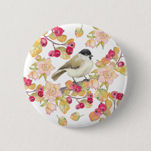 Badge Rond 5 Cm Aquarelle Marsh Tit