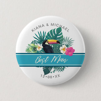 Badge Rond 5 Cm Aquarelle Meilleur Témoin Tropical Meilleur Témoin