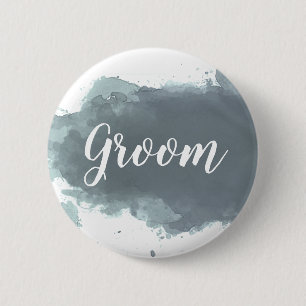 Badge Rond 5 Cm Aquarelle Mer-Grise - bouton fait sur commande des