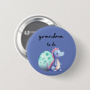 Badge Rond 5 Cm Aquarelle mignonne Petit Dinosaure Grand-mère à êt