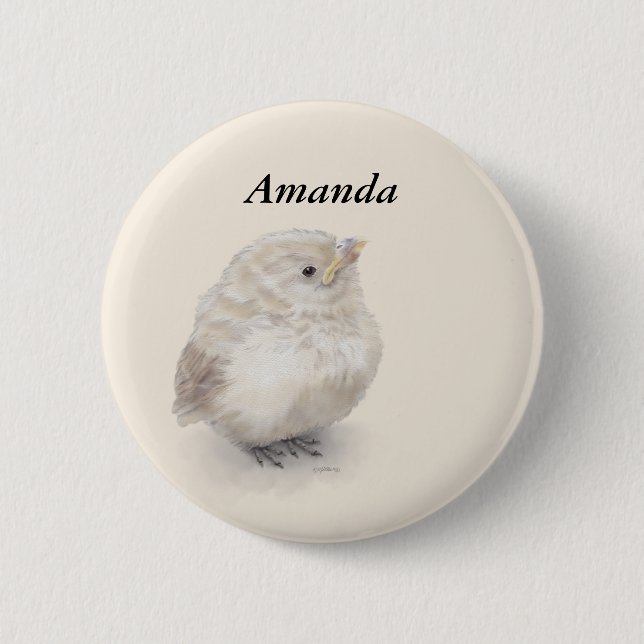 Badge Rond 5 Cm Aquarelle numérique Baby Sparrow (Devant)