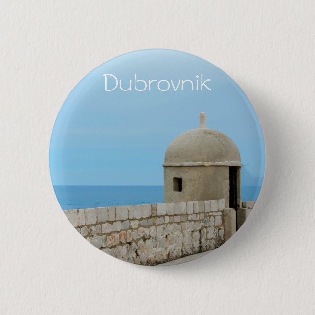 Badge Rond 5 Cm Aquarelle peinture de la muraille de Dubrovnik (Devant)