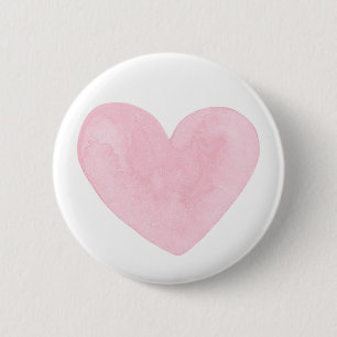 Badge Rond 5 Cm Aquarelle rose coeur mignon. Mariage romantique